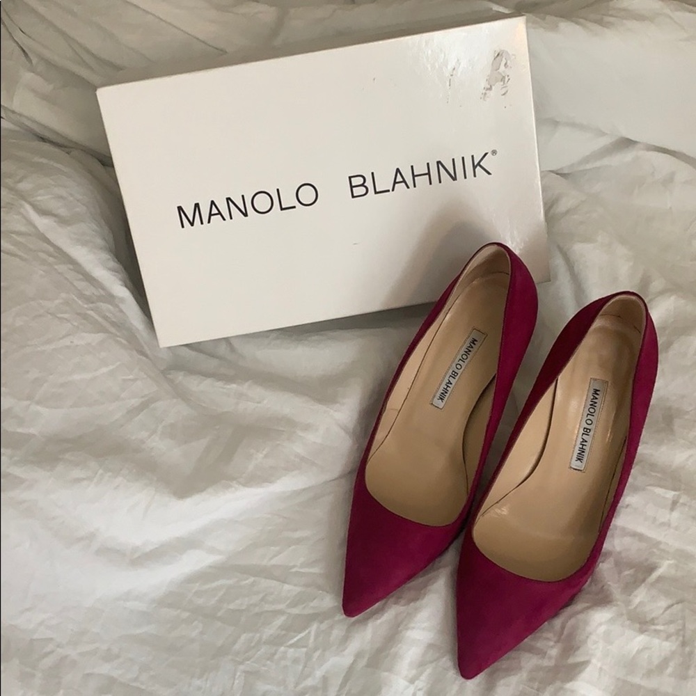 Manolo Blahnik Magenta Suede BB Pump 38